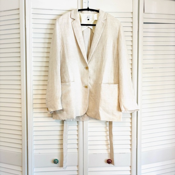 Moia 100% Linen Natural Oversized Boxy Blazer Jacket Minimalist Contemporary - Picture 5 of 8